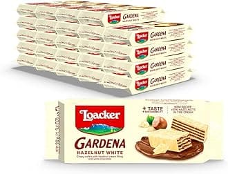 Gardena White Hazelnut - Premium White Chocolate Covered Crispy Wafer Snack Bars with Hazelnut Cream Filling - Pack of 25 individually wrapped snacks