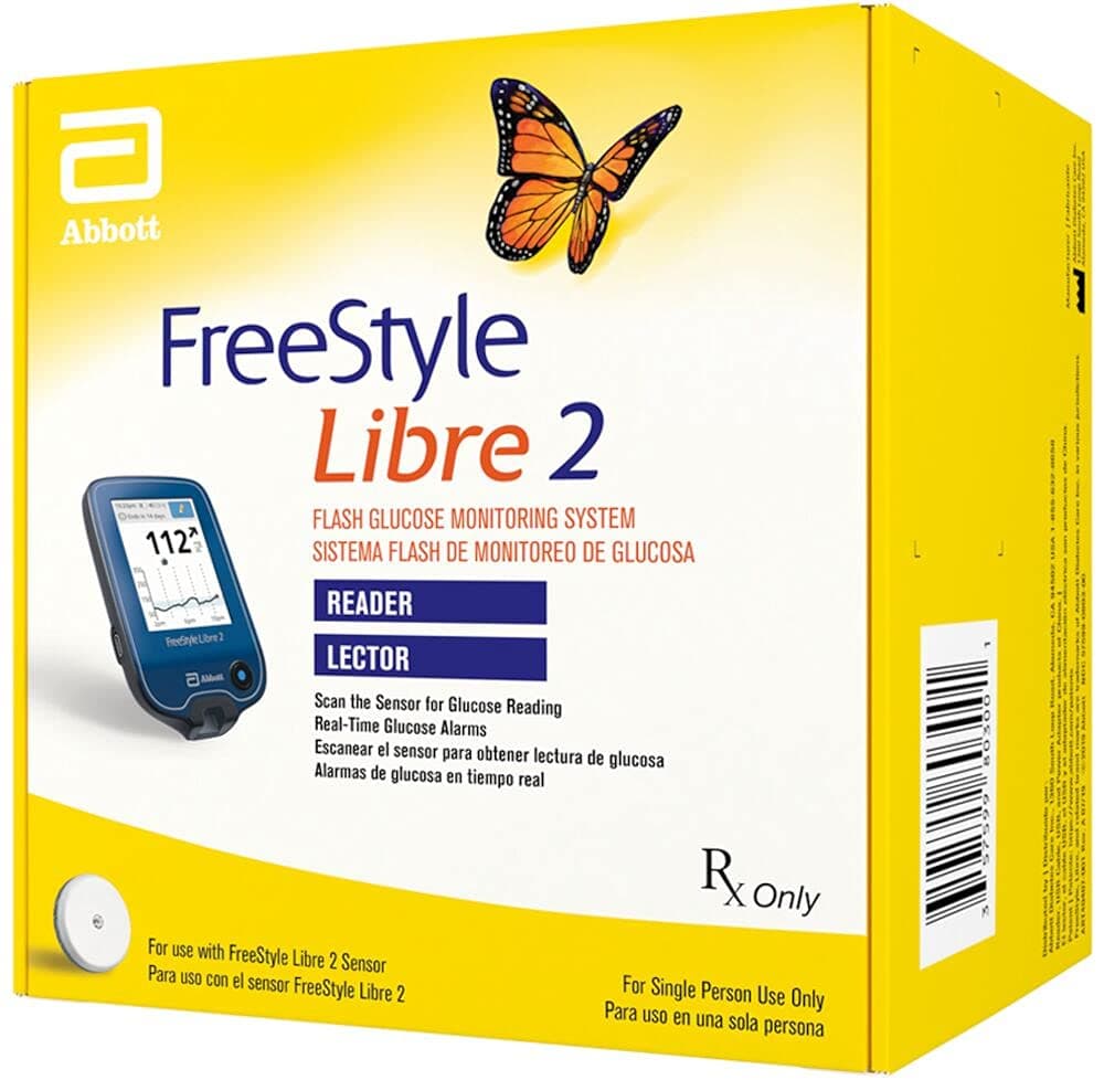 Libre Glucose Meter Libre 2 with Optional Glucose Alarms, High & Low Blood Sugar Indications, Sensors Sold Separately