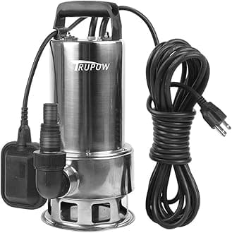 - Trupow 1.5HP 110v Submersible Sewage Drain Flood Stainless Steel Clean/Dirty Water Sump Transfer Pond Garden Pump