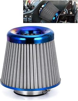 PTNHZ Universal Burnt Blue Neck 3" 76mm Car High Flow Cold Air Intake Air Filter Power Intake Air Inlet System Mushroom Head Air Cleaner