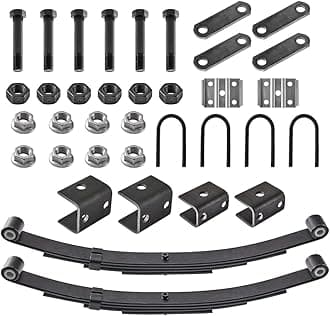 RV MURTS 2pcs 4 Leaf Trailer Axle Springs Tandem Suspension Kit for 3500lb Camper Axle Wheel with U-Bolt, Hanger and Shackle Kit, Boat Trailer Spindle Parts & Accessories, Durable