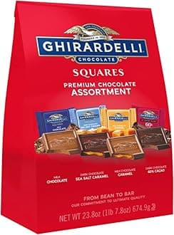 Premium Chocolate Assortment - Milk, Dark, Sea Salt, Caramel and 60% Cacao Squares, 23.8 oz Bag