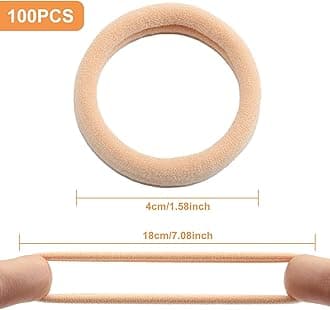100 Pcs Thick Seamless Tan Hair Ties, Ponytail Holders Hair Accessories No Damage for Thick Hair (Light Blonde Colors)