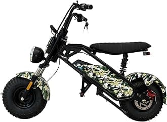 VLRA Electric Mini Dirt Bike, Camouflage and Black, Off-Road Style, Fat Tire Design, LED Headlight, Folding Handlebars 60 speed