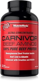 Carnivor Beef Aminos, Beef Protein Isolate, Beef Liver, Beef Albumin, Creatine, BCAAs for Recovery and Muscle Growth, 300 Tablets