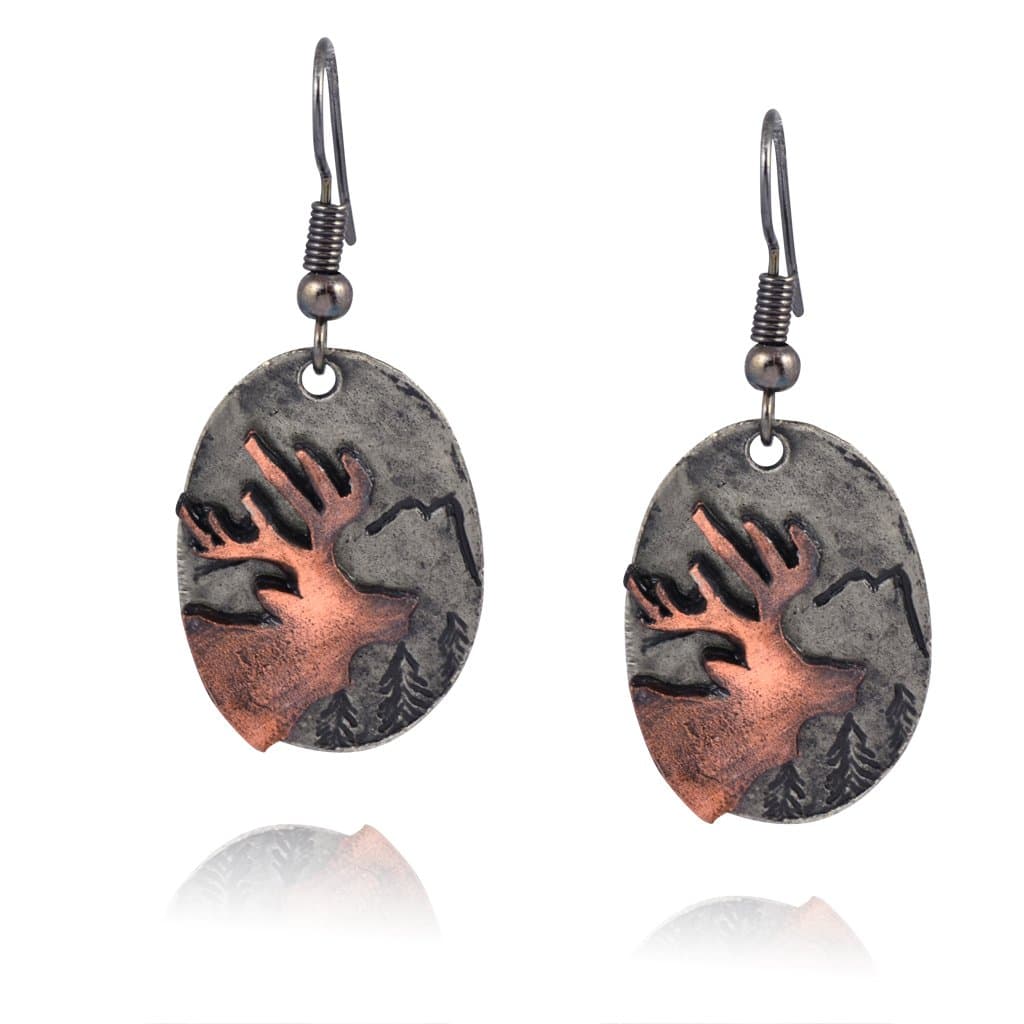 Anju Mixed Metal Oval Moose Dangle Earrings