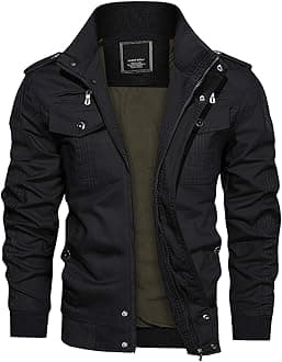 KEFITEVD Mens Warm Fleece Cargo Jacket Winter Military Bomber Jackets Windproof Work Coat with Multi Pockets