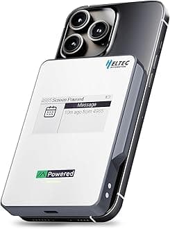 MeshPocket Qi2 Magnetic Power Bank 5000mAh, 15W Wireless Portable Charger with 20W USB-C Fast Charging Bluetooth LoRa E-Ink Display Slim Battery Pack for iPhone Compatible with Meshtastic (Gray)