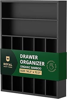 ROYAL CRAFT WOOD Bamboo Kitchen Drawer Organizer - Silverware Organizer/Utensil Holder and Cutlery Tray (Black)
