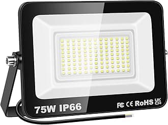 PICAA LED Flood Light Outdoor,75W 7500 Lumens Super Bright 6500K Cold White LED Safety Light, IP65 Waterproof, for Garden, Courtyard, Patio, Square, Factory