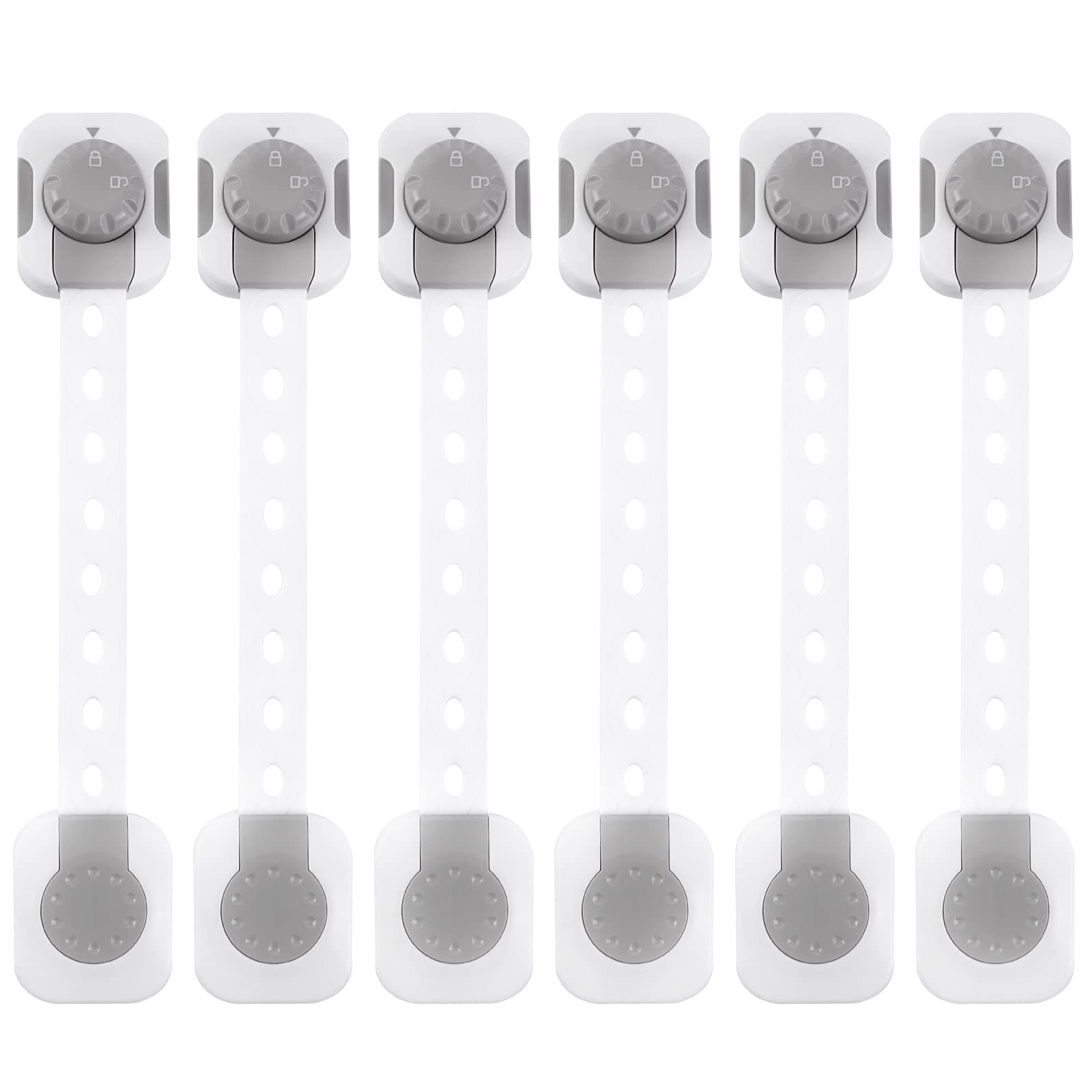 SKY-TOUCH Baby Safety Lock, Child Safety Locks, Multi-Functional Adjustable Double Button Baby Anti-Clip Latch System For Cabinets, Drawers, Fridge, Closet Doors Etc（Pack Of 6）