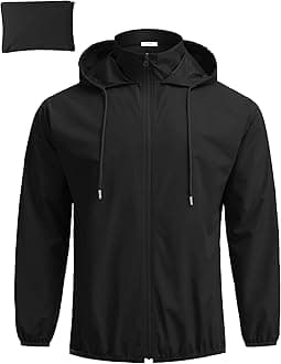 Unisex Lightweight Packable Hooded Running Cycling Rain Jacket Outdoor Raincoat Waterproof,
