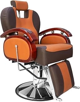 Barber Chair Professional Men Salon for Hair Stylist, Hair Cutting, with Heavy-Duty Hydraulic-Pump Chair Barber Shop Furniture (brown)