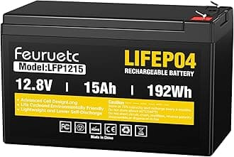 12V 15Ah Deep Cycle LiFePO4 Battery, 3000+ Cycles, Maintenance-Free Battery for Fish Finder, Scooter, Security System, Solar System, UPS etc Rechargeable Lithium Iron Phosphate