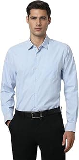 Men's Slim Fit Full Sleeve Pin-Striped Formal Shirt | Cotton-Rich | Wonder Fabric | Pin Point Oxford