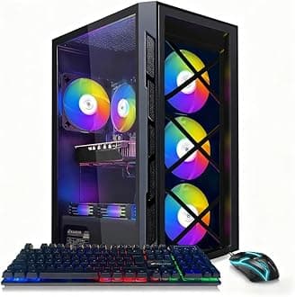 STGAubron Gaming PC Desktop, GeForce GTX 1660 Super 6G GDDR6, Intel Core i7 up to 3.9G, 16G RAM, 512G SSD, WiFi, BT 5.0, RGB Fan x6, Windows 11 Home