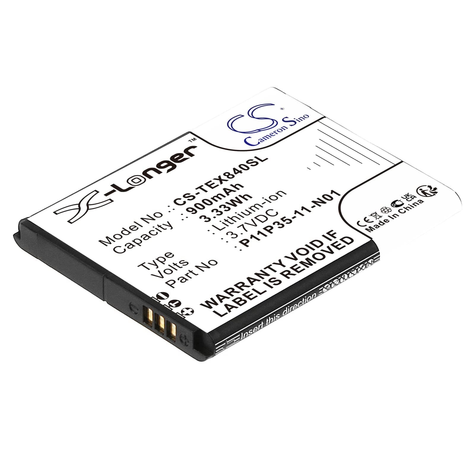 CS-TEX840SL Notebook battery 900mAh compatible with [Texas Instruments] SELECT TI-Nspire CX, TI Nspire CX, TI Nspire CAS Graphing, TI-84 CE, TI-84 Plus CE, TI-Nspire CAS replaces 3.7L12005SPA, P11P35