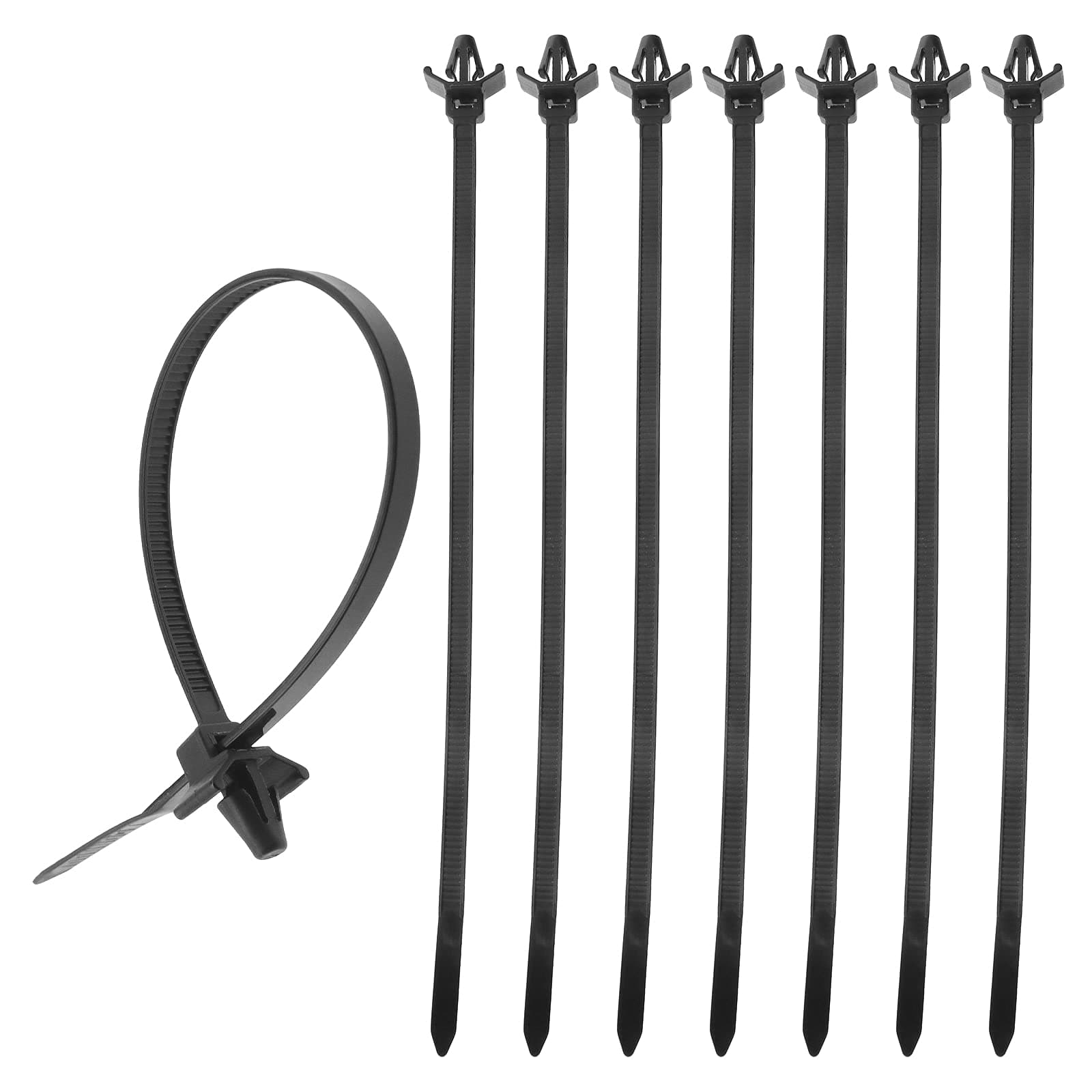 Create idea100pcs Push Mount Winged Chassis Cable Ties for Homehold Construction Industry Electronic Industry Auto Cable Wire Nylon Black 200x4.8mm Fit Hole Diameter 4mm-6mm