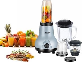 ACTIVA Easy Mix Nutri 4 Jar Mixer Grinder for Smoothies, Chutney & Shakes, Long Lasting Shock Proof Abs Body, Powerful 500 Watt Heavy Duty Motor With Nano Grinding Technology, 2 Years warranty (Grey)