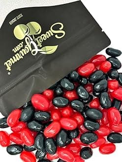 Red-Hot and Black Licorice Jumbo-Sized Jelly Beans, Sweet and Spicy Candy Mix, 2 Pounds