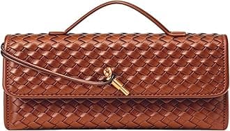 Woven Handbag for Women Fashion Evening Shoulder Bag PU Leather Handmade Clutch Purse Casual Crossbody Bags 2024