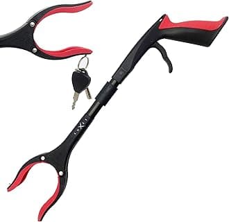 Grabber Reacher Tool 19 Inch Long, Foldable Pick Up Stick - Strong Grip Magnetic Tip - Heavy Duty Trash Picker Claw Reacher Grabber Tool Elderly Wheelchair Mobility Aid (Red)