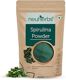 Neuherbs Spirulina Powder - 100g | Supports Energy, Immunity & Detox | Rich in Iron, Calcium, Potassium & Omega 3 6 9 | 100% Pure & Natural With No Artificial Additives