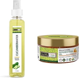 INDUS VALLEY Natural Cow's Milk Yogurt & Honey Depigmentation Gel with Cucumber Water Toner for Face | 50 ml + 250 ml
