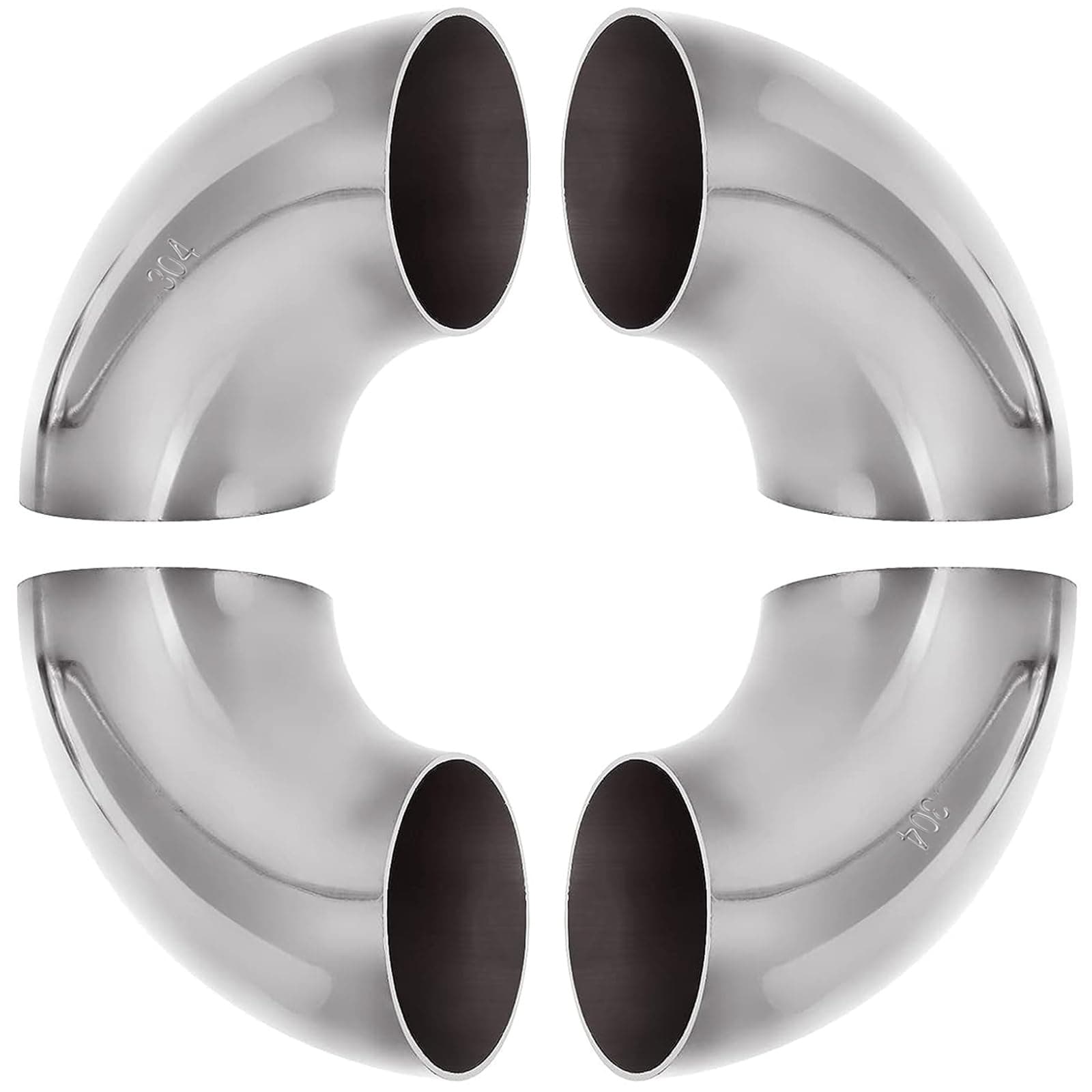4 Pack 2.5” Exhaust Pipe 90 Degree Bend Elbow 304 Stainless Steel OD 2.5 Inch Mandrel Bend Elbow Thickness 16GA/.065" Suits for Car Modified Exhaust Elbow Pipe, Stair Handrail, Exhaust System