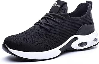 Safety Shoes for Men Women Non-Slip Steel Toe Cap Trainers Mesh Breathable Lightweight Comfortable Puncture Proof Industrial Factory work Protective Black Sneakers