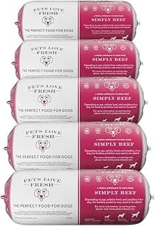– Healthy & Tasty Fresh Dog Food by Pets Love Fresh - 100% Natural - Real British Meat - Zero Preservatives - Simply Beef (5 x 600g chub rolls)