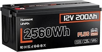 HumsiENK 12V 200Ah LiFePO4 Lithium Battery – Max. 2560Wh, 6000-15000 Deep Cycle Battery with 250A BMS, Low-Temp Cutoff | A+ Grade Cells for Marine, Trolling Motor, Off-Grid Home Energy Storage