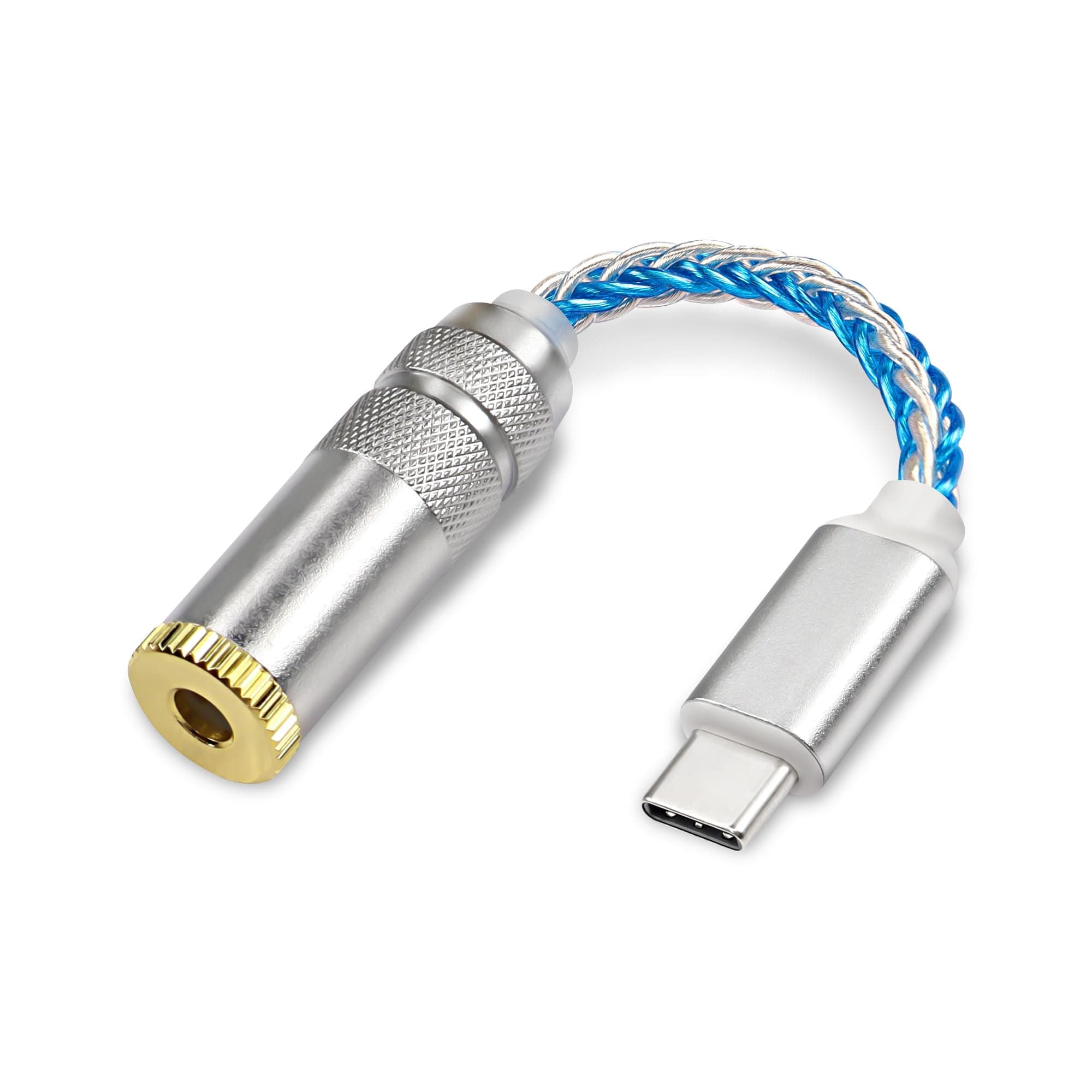 XMSJSIY USB Type C to 4.4mm Balanced DAC Audio Adapter USB C Male to 4.4mm Female HiFi Headphone Jack Amp PCM 32bit/384kHz with 5N Single Crystal Silver Aux Cable for Phone Latop and Type C Devices