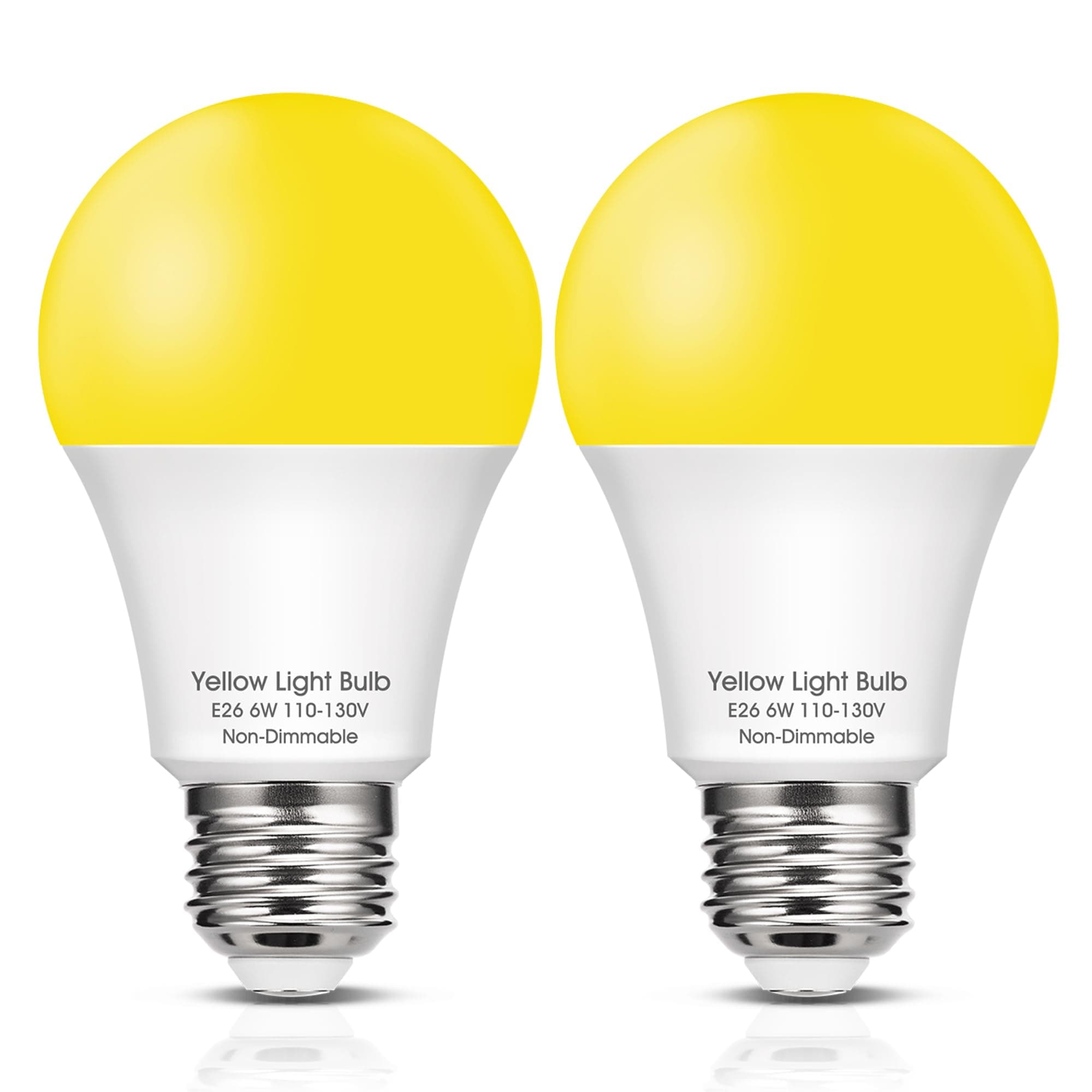 Bug Light Bulbs Outdoor, 40W Equivalent Amber Yellow LED Bug Lights for Outside, 6W 500LM 2000K for Porch Lights, Non-Attracting, Not-Dimmable A19 Bulb for Patio, Deck, Backyard, Hallway, 2 Pack