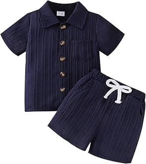 Toddler Baby Boys Clothes Ribbed Button-Down Shirt Tops +Shorts Pocket Outfit 2 PCS set 12 Months-5T Without Tee