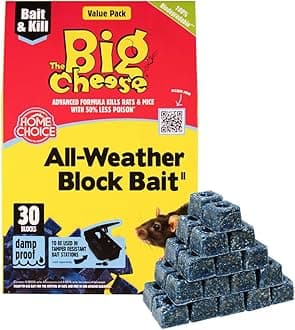 The Big Cheese All-Weather Rodent Block - 30 x 10g, For Mice and Rats, Damp-Proof, Weather-Resistant - Super Strength and Highly effective, Pet Safe, Blue