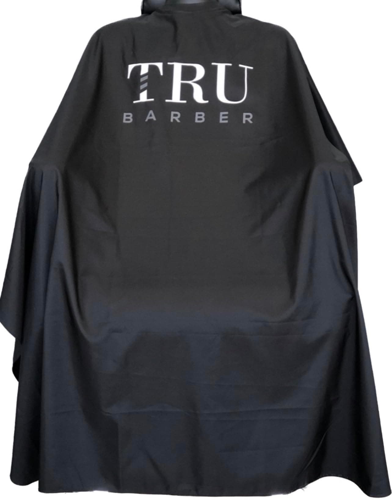 TRU BARBER Silicone Neck Cape, 100% Polyester, Lightweight and Waterproof, Professional Hair Salon Cutting Cape With Snap Closure, 50" x 58" (Black/White)