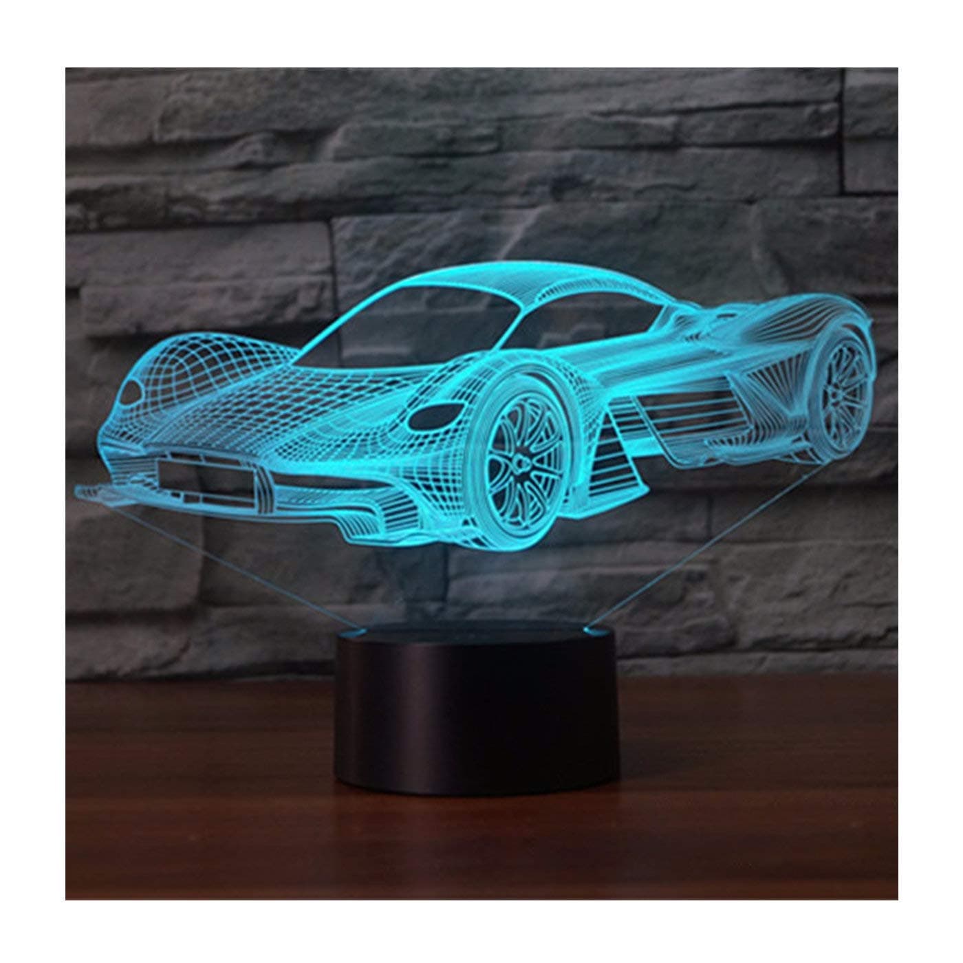 3D LED Illusion Lamp Night Light, EASEHOME Optical Bedside Table Night Lights Illuminating Kids Lamp Sleeping Lighting 7 Colour Changing Touch Button 1.5M USB Cable Decoration Desk Lamps, Racing Car