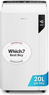 Pro Breeze® 20L/Day Compressor Dehumidifier - Energy Efficient with Laundry Mode, Humidity Sensor, Carbon Air Filter for Mould, Damp & Moisture, for Home & Bedroom - WHICH? BEST BUY DEHUMIDIFIER AWARD