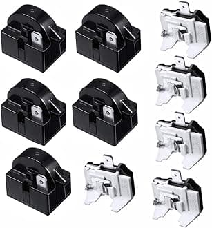 Refrigerator Compressor Relay and Overload Kit 5 Sets,Refrigerator Starters QP2-4R7 4.7 Ohm 1 Pin Refrigerator PTC Starter Relays and 6750C-0005P Freezer Overload Protectors