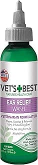 Vet's Best Dog Ear Relief Wash, Natural Ear Cleaner for Dogs with Aloe, Chamomile & Tea Tree Oil, Itch, Odor & Irritation Relief, Gentle Cleaning Solution, Vet Formulated, Made in USA, 4 fl oz