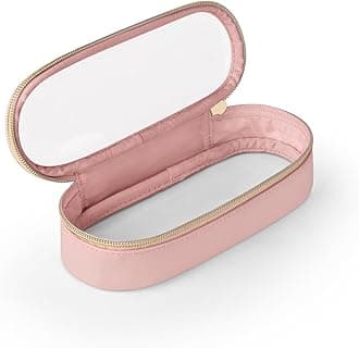 Soimeat Clear Travel Makeup Brush Holder, Leather Makeup Brush Toiletry Bag, Portable Cosmetic Brush Case, Transparent Waterproof Makeup Brush Storage Bag