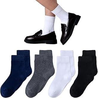 Girls Seamless Socks Crew Dress Socks Kids White School Cotton Soft Socks