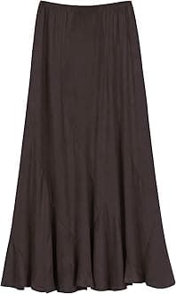 Urban CoCo Women's Faux Suede Elastic Waist Midi Long Skirt A Line Women Flowy Fall Winter Skirts