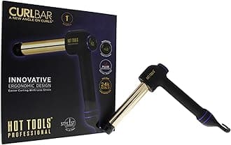 Hot Tools Pro Artist 24K Gold Curlbar Curling Wand | Long Lasting, Defined Curls (1 in)