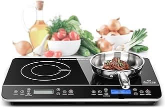 LCD Portable Double Induction Cooktop 1800W Digital Electric Countertop Burner Sensor Touch Stove, 9620LS/BT-350DZ