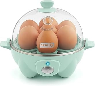DASH Rapid Egg Cooker: 7 Egg Capacity Electric Egg Cooker for Hard Boiled Eggs, Poached Eggs, Scrambled Eggs, or Omelets with Auto Shut Off Feature - Aqua