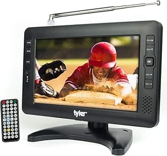 Tyler 9" Portable TV LCD Monitor Rechargeable Battery Powered Wireless Capability HD-TV, USB, SD Card, AC/DC, Remote Control Built In Stand Small For Car Kids Travel
