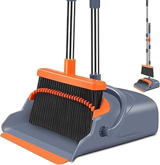 Gray and Orange Broom and Dustpan Set