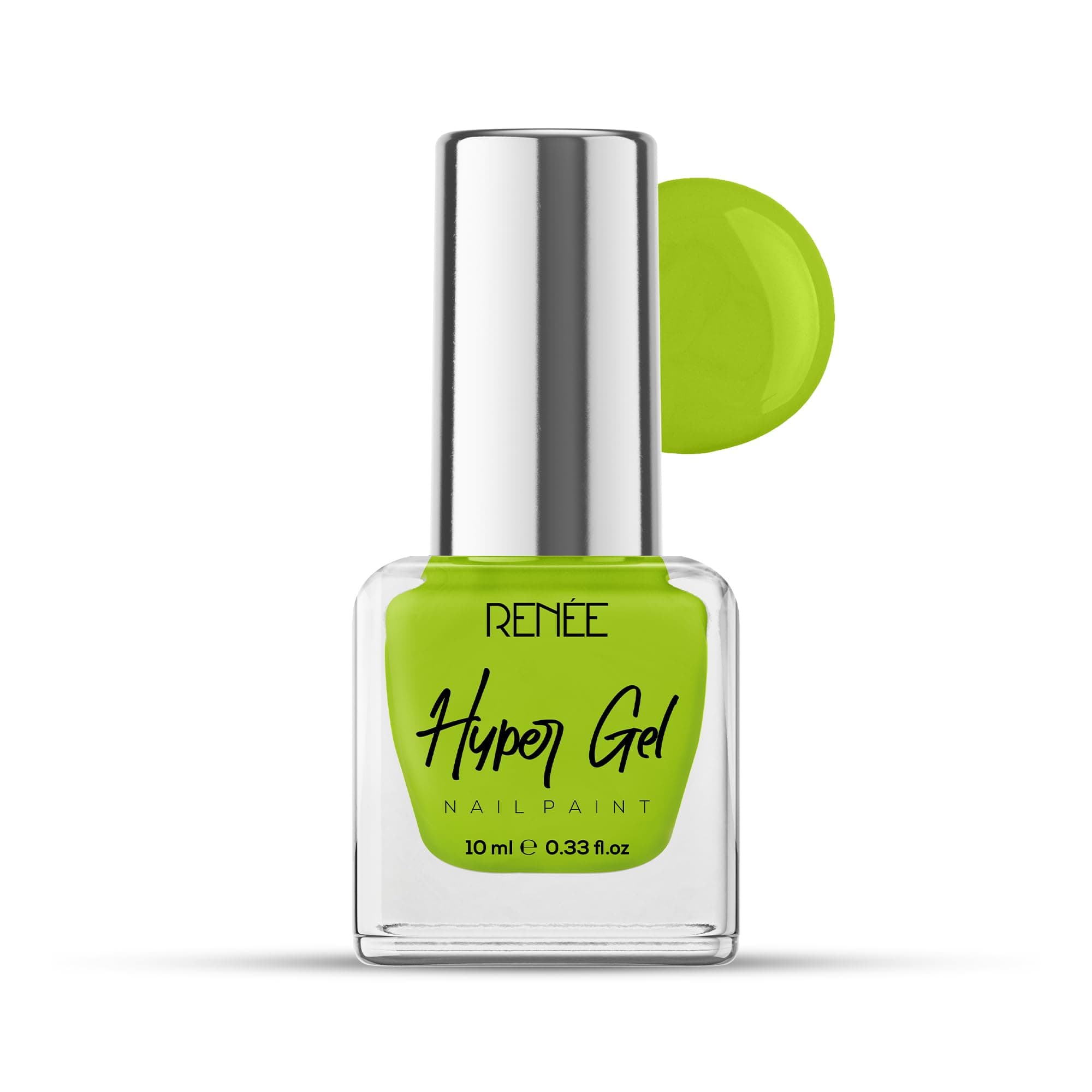- RENEE Hyper Gel Nail Paint- Lime Green 10ml | Quick Drying, Glossy Finish, Long Lasting, Chip resisting Formula with High Shine Polish | Acetone & Paraben Free